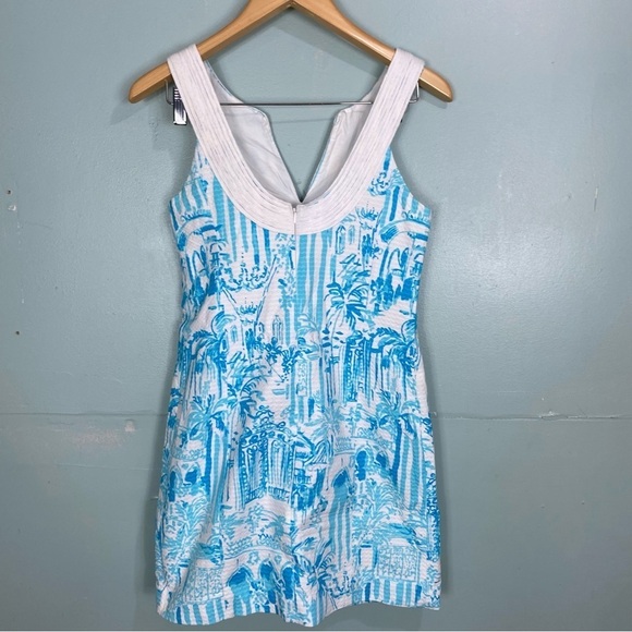 Lilly Pulitzer 21049 Blue White Valli Shift Toile La Via‎ Dress Sz 2 Sleeveless - Picture 4 of 6